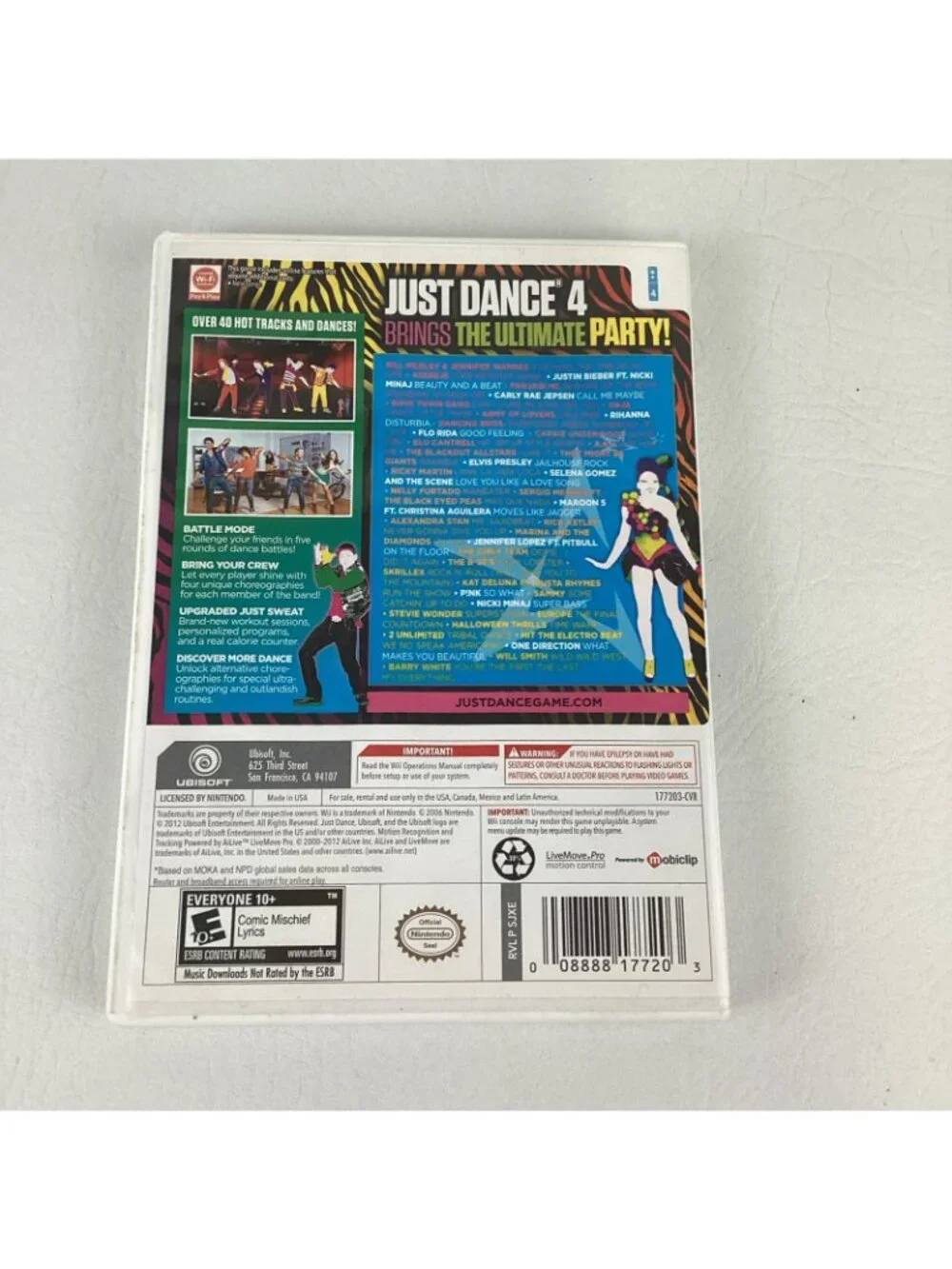 Nintendo Wii Video Game Just Dance 4 Ubisoft 2012 Battle Mode Workout Manual